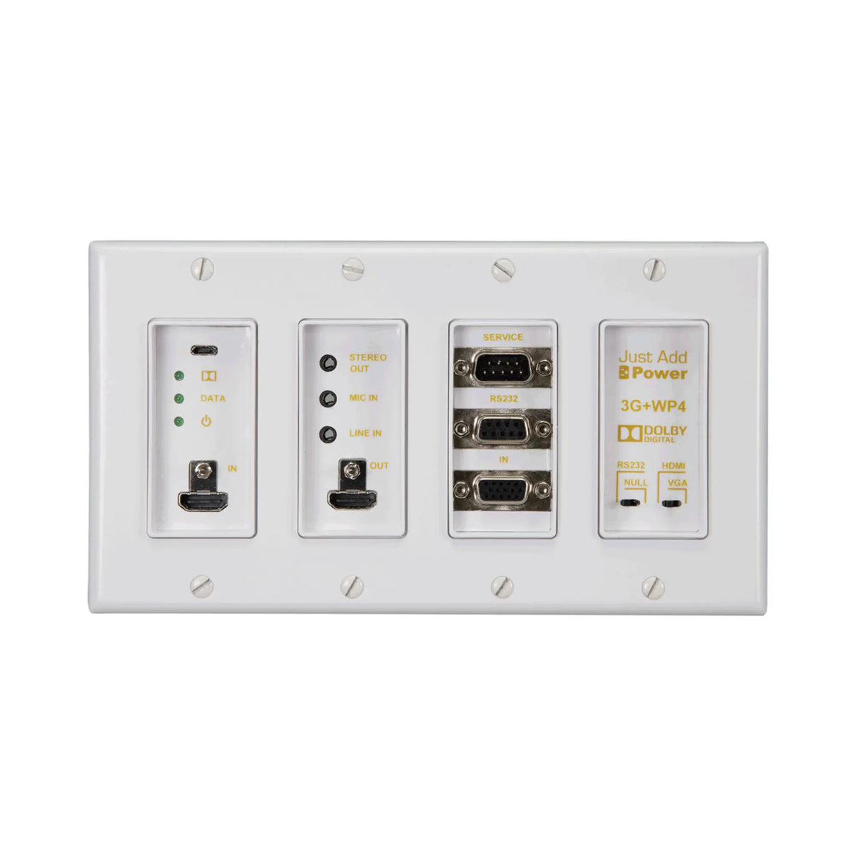 Just Add Power 3G+ ULTRA 718WP4 4-Gang HDMI/VGA UltraHDIP Wallplate Transmitter