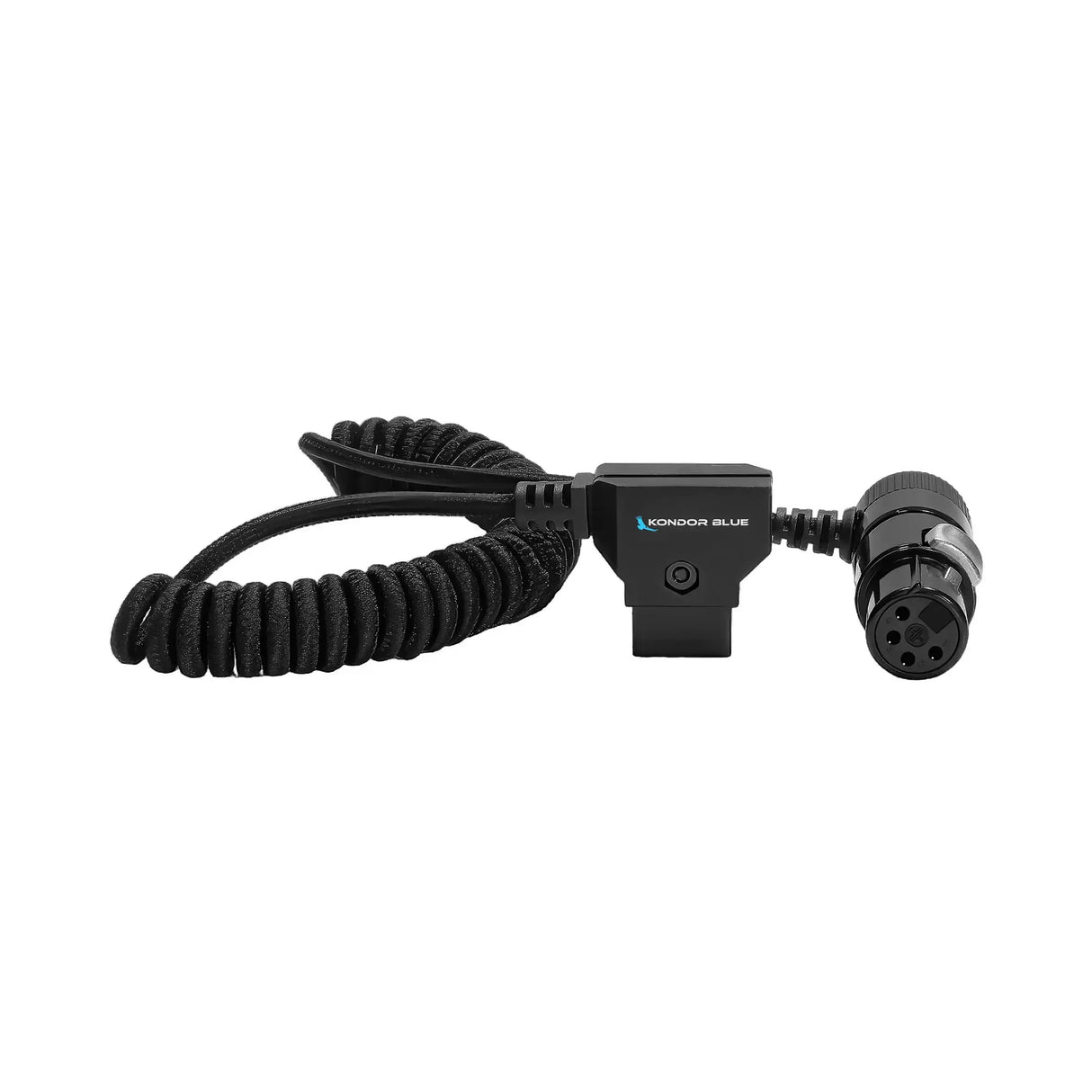 Kondor Blue Dtap4XLR D-Tap to 4-Pin XLR Female Right Angle Adapter Power Coiled Cable