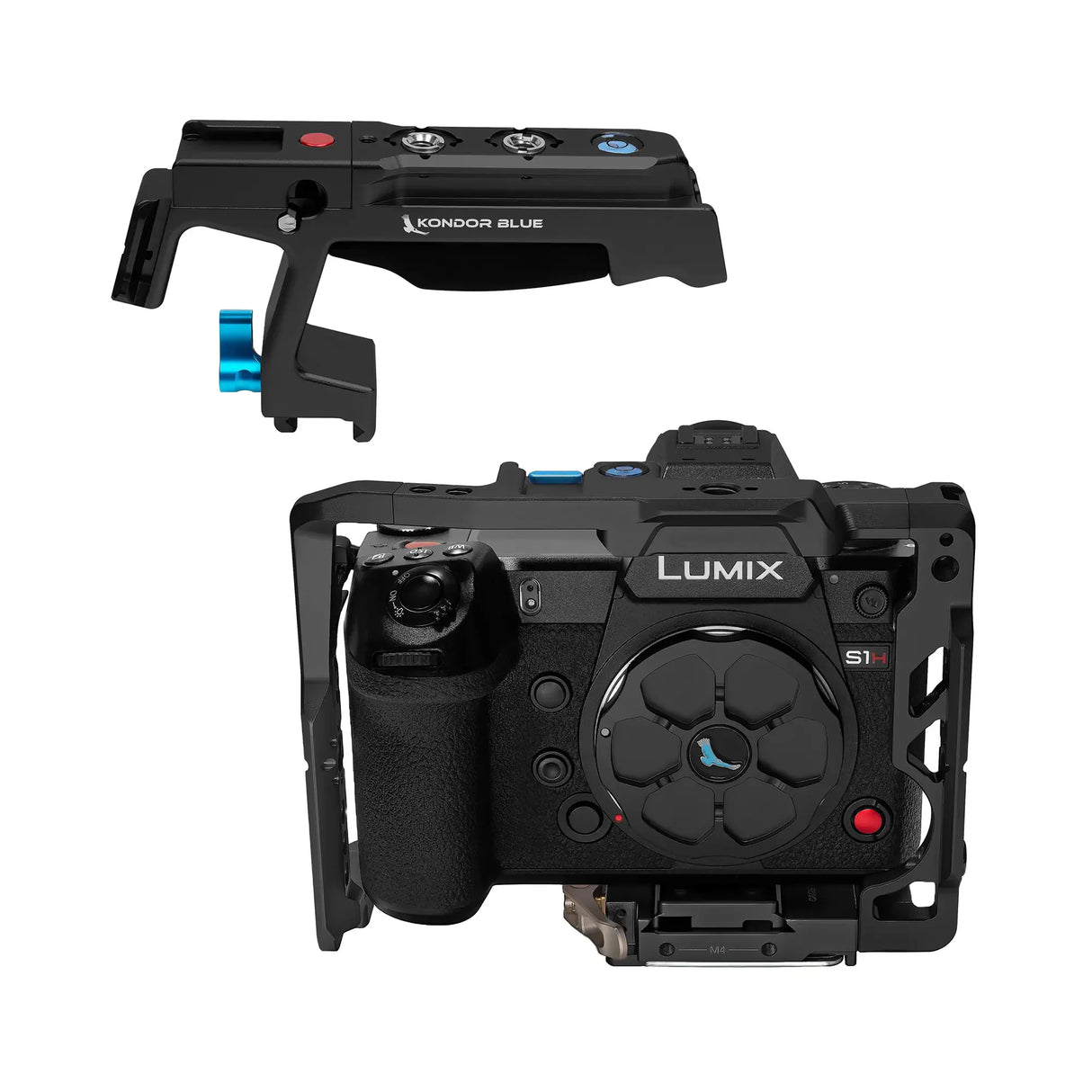 Kondor Blue Cage for Panasonic Lumix S1H with Remote Trigger Handle, Raven Black