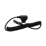 Kondor Blue Coiled D-Tap to Locking DC 2.5mm Right Angle Cable, Raven Black