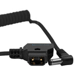 Kondor Blue D-Tap to DC Right Angle Coiled Cable for Canon C70/Atomos, Raven Black