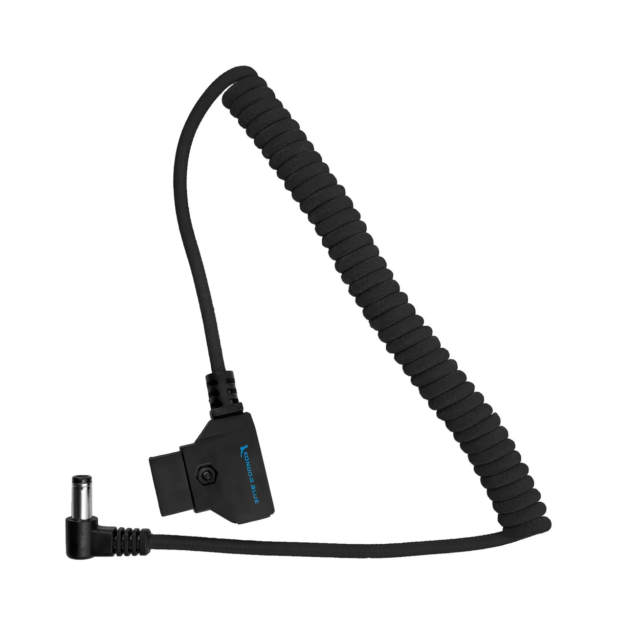 Kondor Blue D-Tap to DC Right Angle Coiled Cable for Canon C70/Atomos, Raven Black