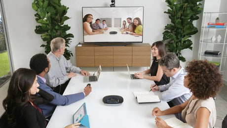 Logitech GROUP HD video conferencing system with 1080p camera 10x zoom speakerphone remote powered hub cables and wall table mount