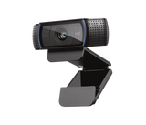 Logitech C920 HD Pro Webcam black Full HD 1080p USB webcam with glass autofocus lens, dual stereo microphones, and adjustable universal mounting clip for video calls, streaming, and recording