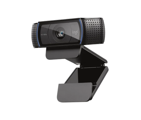 Logitech C920 HD Pro Webcam black Full HD 1080p USB webcam with glass autofocus lens, dual stereo microphones, and adjustable universal mounting clip for video calls, streaming, and recording