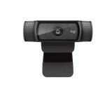 Logitech C920 HD Pro Webcam black Full HD 1080p USB webcam with glass autofocus lens, dual stereo microphones, and adjustable universal mounting clip for video calls, streaming, and recording