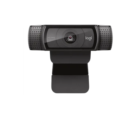 Logitech C920 HD Pro Webcam black Full HD 1080p USB webcam with glass autofocus lens, dual stereo microphones, and adjustable universal mounting clip for video calls, streaming, and recording
