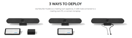 Logitech Rally Bar Huddle all-in-one video bar with 4K digital PTZ camera six microphone array Multi-Mount and built-in speaker for small rooms