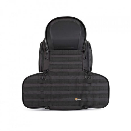 Lowepro ProTactic BP 450 AW II rear panel with CradleFit 15-inch laptop sleeve access, ActivZone back padding for lumbar support