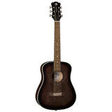 Luna Guitars Safari Art Vintage 6-string travel acoustic guitar with gig bag spruce top mahogany body distressed Brownburst finish