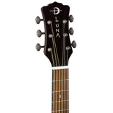 Luna Guitars Safari Art Vintage 6-string travel acoustic guitar with gig bag spruce top mahogany body distressed Brownburst finish