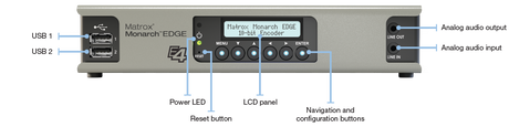 Matrox Monarch EDGE encoder with 4 SDI inputs for H.264 multi-camera streaming low-latency delivery recording and multiple destinations
