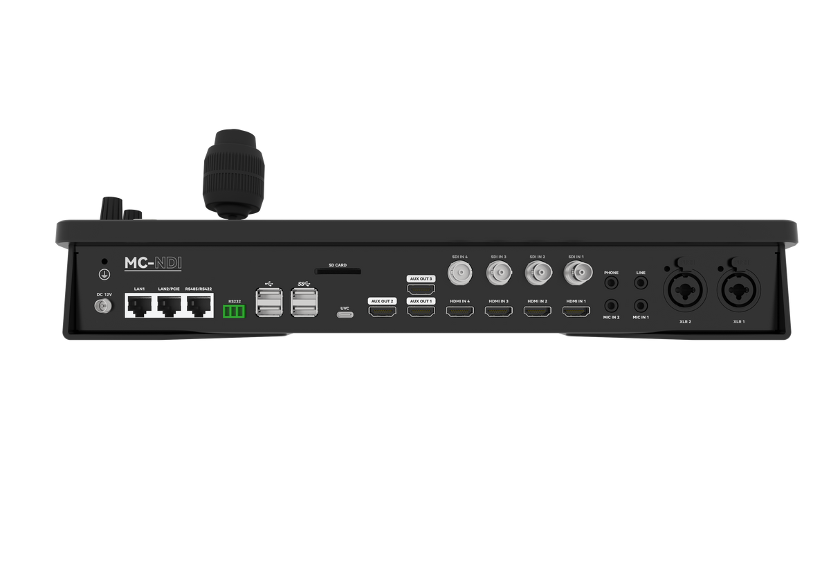 Sprolink MC-NDI compact live production switcher detail view on white background
