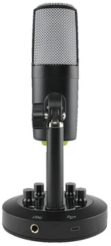 Mackie Chromium USB multi-pattern condenser microphone with four polar patterns, built-in 2-channel mixer, Onyx preamp circuitry, USB-C, and headphone monitoring