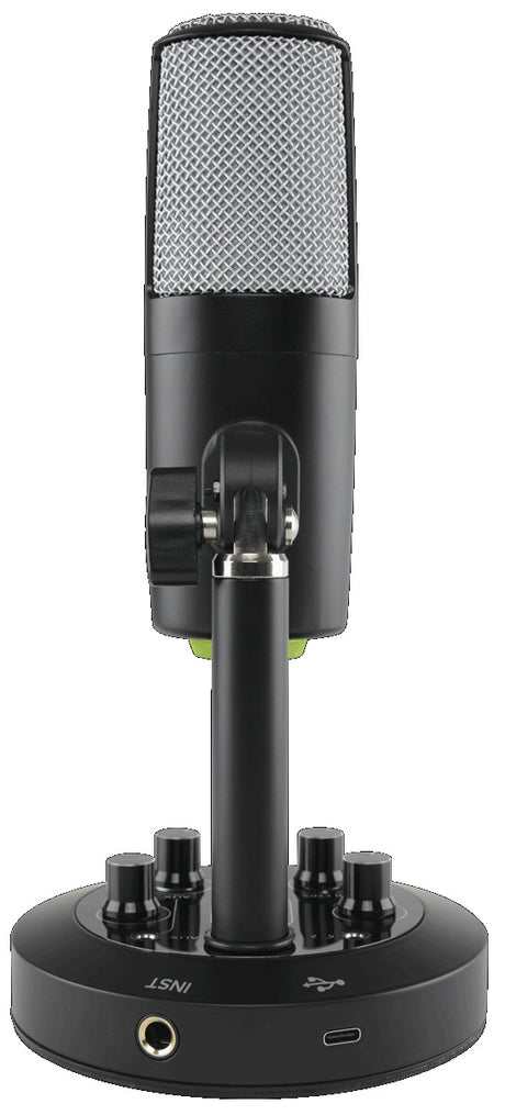 Mackie Chromium USB multi-pattern condenser microphone with four polar patterns, built-in 2-channel mixer, Onyx preamp circuitry, USB-C, and headphone monitoring