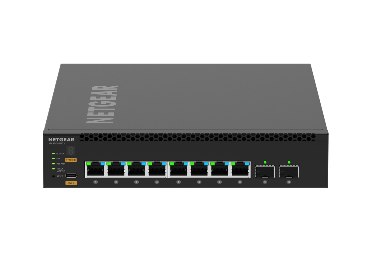 NETGEAR M4350-8M2V (MSM4310) 8x2.5G PoE++ (119W base, up to 551W) and 2x25G SFP28 Fully Managed Switch TAA Compliant