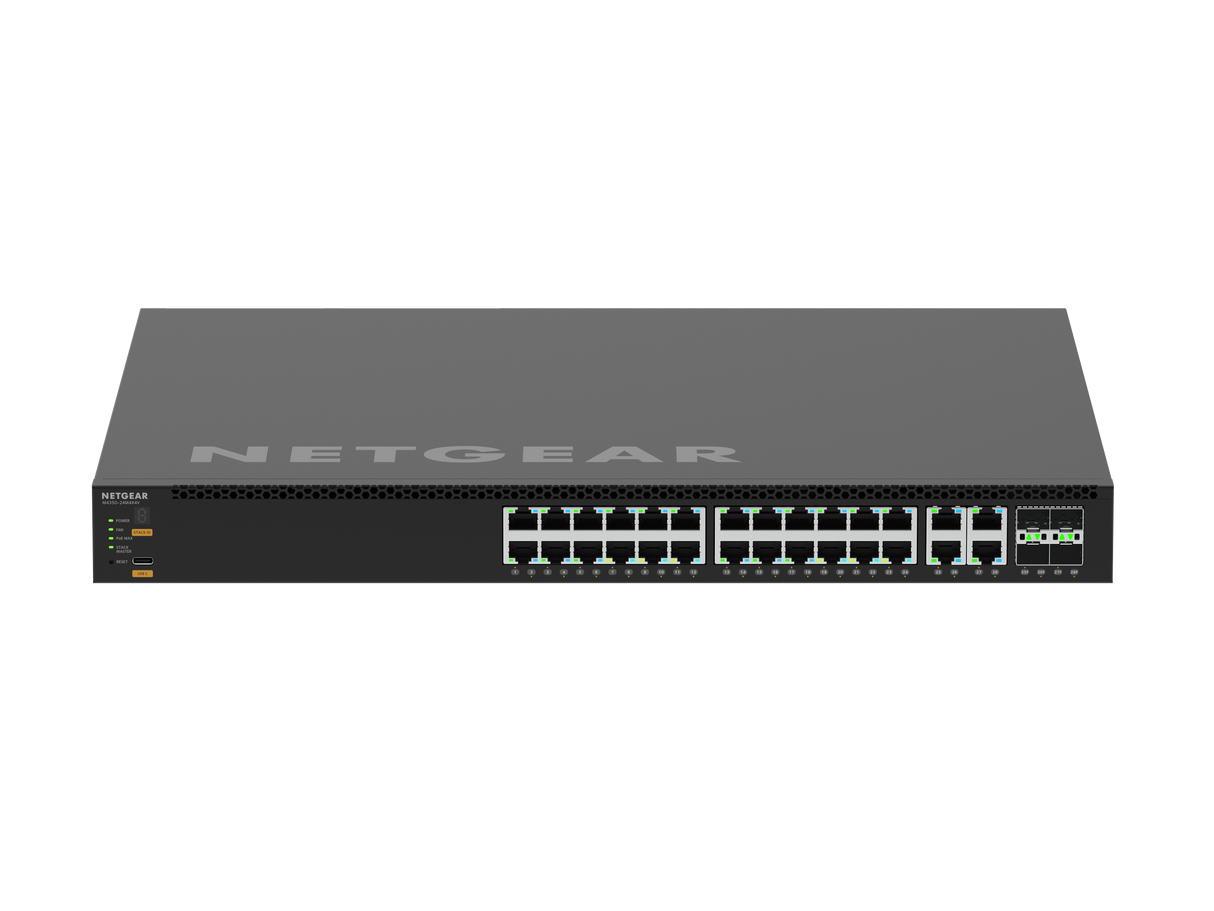 NETGEAR M4350-24M4X4V (MSM4332) 24x2.5G, 4x10G/Multi-gig PoE++ (522W base, up to 2,520W) and 4xSFP28 25G Fully Managed Switch TAA Compliant