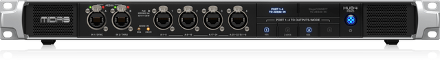 Midas HUB4 PRO 96kHz Monitor System Hub, 4 PoE Ports, AES50 In/Through, 16 Analogue Outputs
