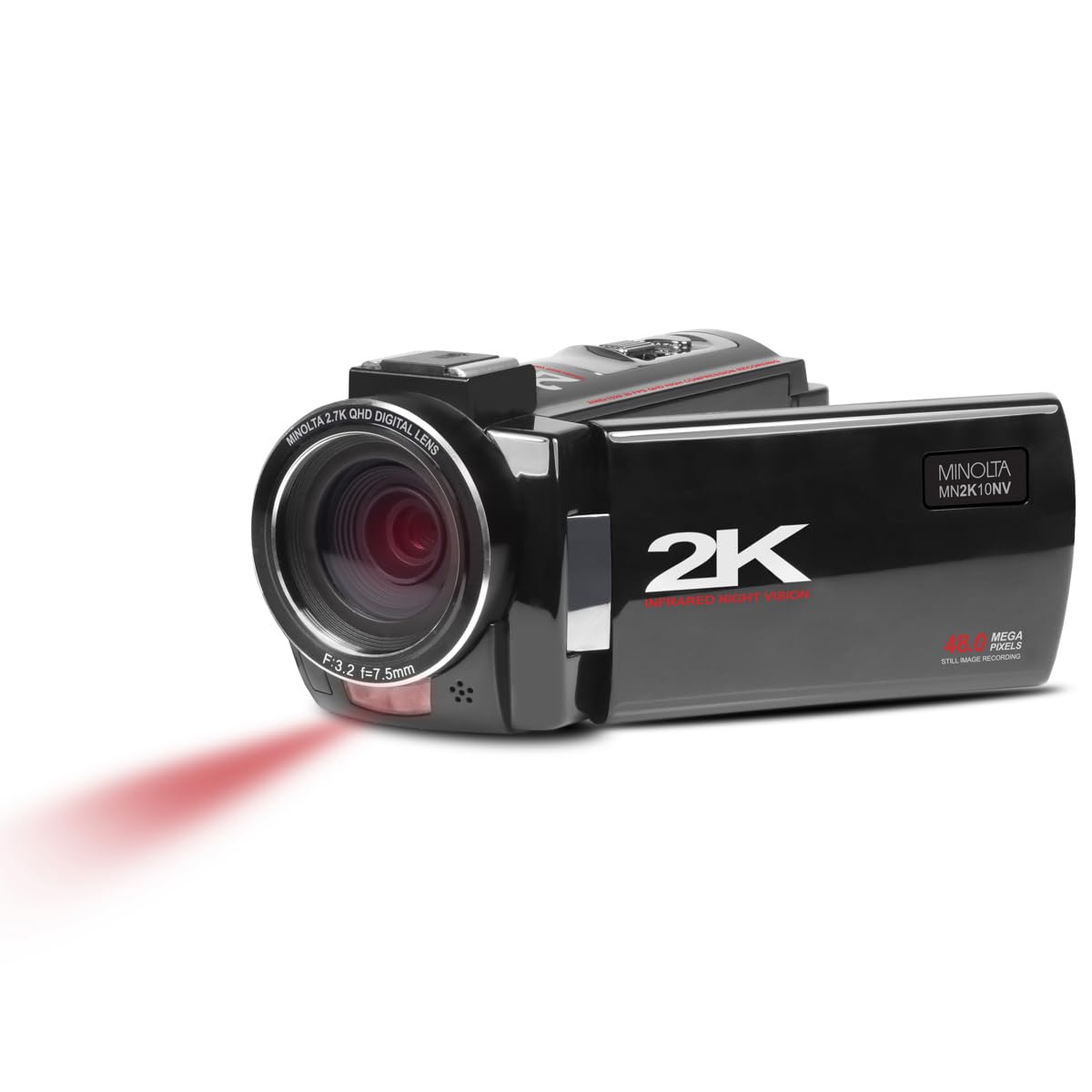 Minolta MN2K10NV 2.7K Quad HD 48MP IR Night Vision Camcorder, Black