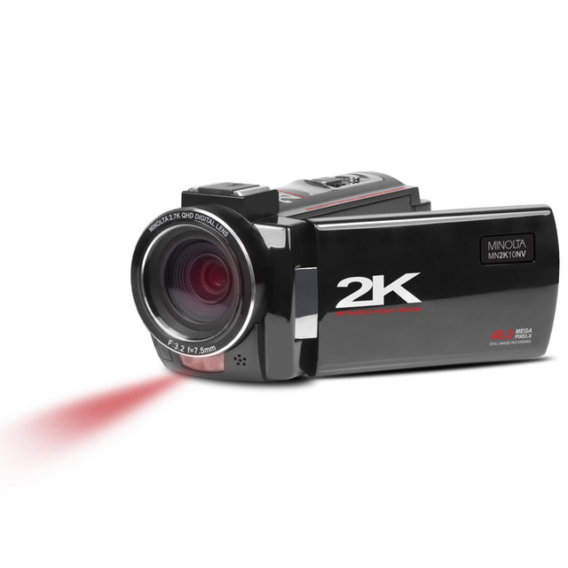 Minolta MN2K10NV 2.7K Quad HD 48MP IR Night Vision Camcorder, Black