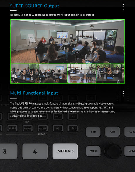 Sprolink NeoLIVE N5S 8-Input SDI/HDMI Live Streaming Switcher 10.1in Touch