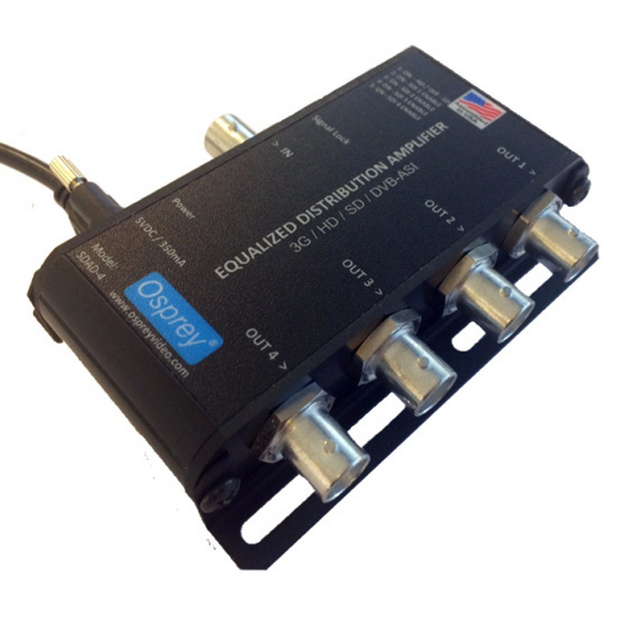 Osprey Video SDAD-4 1 x 4 USB Powered Equalized SDI Distribution Amplifier with DVB-ASI