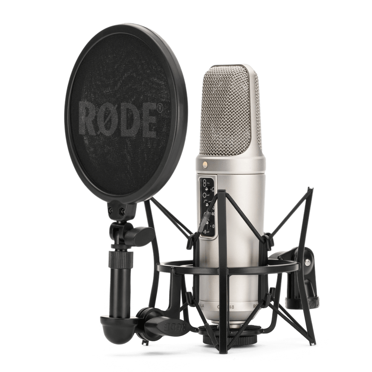 RODE NT2-A Multi-Pattern Dual Condenser Microphone with cardioid omni figure-8 patterns shock mount pop filter and dust cover