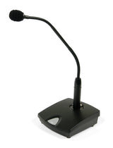 Samson CMB1 free-standing powered gooseneck microphone base with female XLR connector, push-to-talk or push-to-mute switch, DIP settings, LED indicator, 10m XLR cable, and 48V phantom power