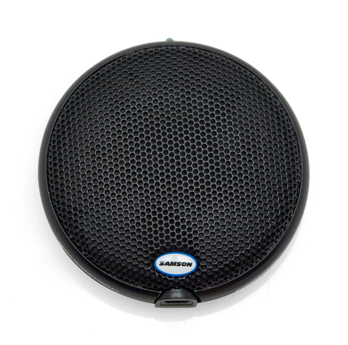 Samson UB1 USB boundary microphone with low-profile design, omnidirectional pickup, 16-bit 44.1-48kHz audio, 10-foot USB cable, solid zinc body, and steel grille