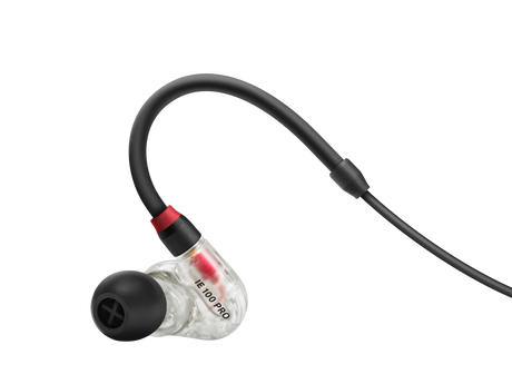 Sennheiser IE 100 PRO clear in-ear monitoring headphones with dynamic driver, detachable 1.3m cable, 20-ohm impedance, and passive isolation