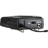 Sennheiser SK 100 G4-G bodypack transmitter with IR sync, 42MHz bandwidth, 1680 selectable frequencies, 100m range, 30mW RF output, and AA batteries