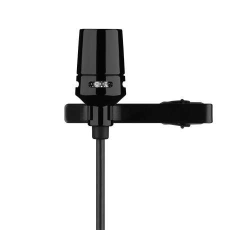 Shure Centraverse CVL-B/C-TQG lavalier headset microphone, black clip-on condenser mic with adjustable boom arm, windscreen, and ear hook