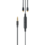 Shure RMCE 4-pin mini-jack earphone cable with in-line remote, built-in microphone, gold-plated connector, black tangle-resistant cable, and Shure SE Series compatibility