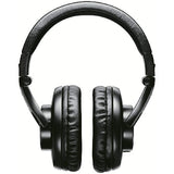 Shure SRH440 professional studio headphones with 40mm dynamic neodymium drivers, closed-back circumaural design, detachable coiled cable, 1/4-inch adapter, and carrying pouch
