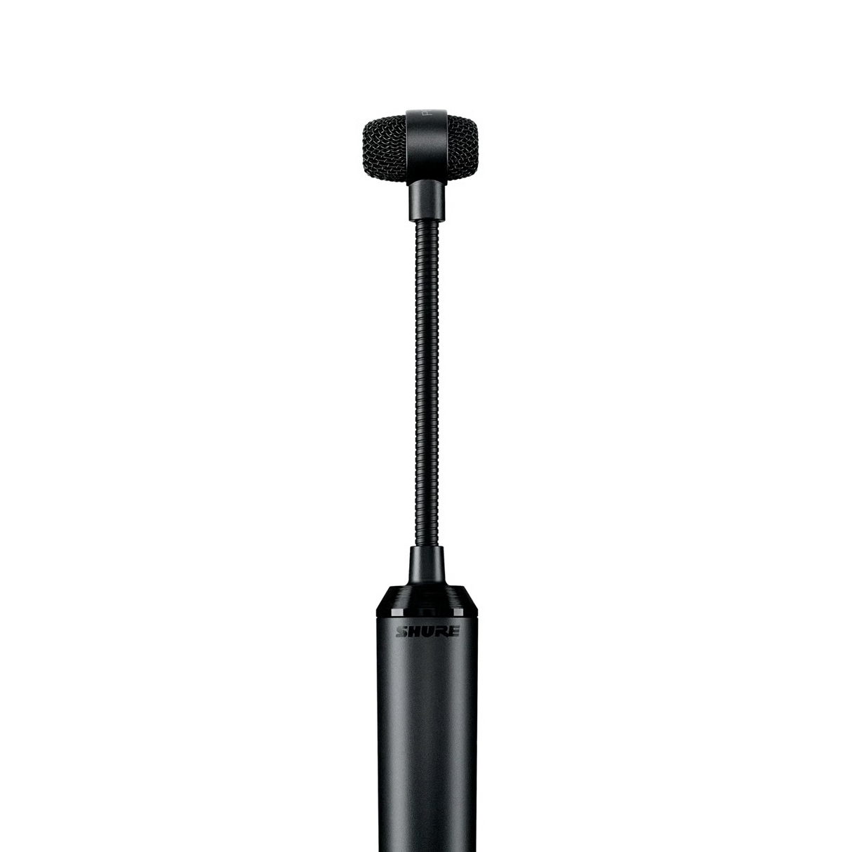 Shure PGA98D-LC gooseneck cardioid condenser drum microphone with integrated preamp, drum mount, zipper pouch, and no included cable