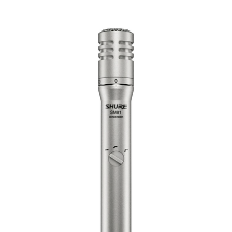 Shure SM81-LC Condenser Instrument Microphone without Cable with cardioid pickup pattern 20Hz to 20kHz response and XLR connector