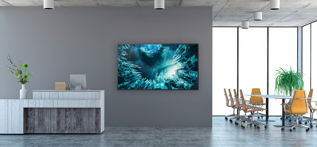 Sony Sony FW‑100BZ40J 100‑inch BRAVIA 4K Ultra HD HDR Professional Display large-format commercial display with slim aluminum bezel, delivering bright 4K HDR visuals for digital signage, corporate presentation, and professional video applications