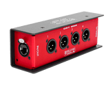 SoundTools CAT Box 4 male XLR to etherCON stage box with parallel connectivity, four balanced audio channels over shielded Cat5, analog, DMX, AES3, intercom, and phantom power support