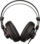 Superlux HD-681 semi-open studio headphones with black and gold earcups, self-adjusting headband, and single-sided cable for professional monitoring