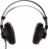 Superlux HD-681 semi-open studio headphones with black and gold earcups, self-adjusting headband, and single-sided cable for professional monitoring