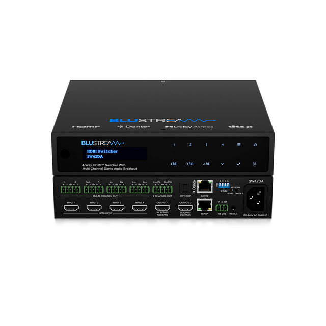 Blustream SW42DA 4x2 HDMI 2.0 Matrix Switcher with Dante Audio