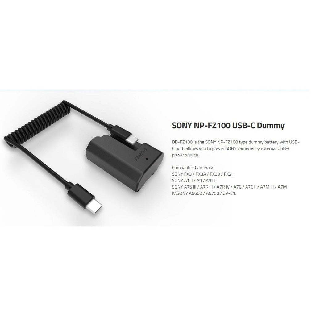 SWIT DB-FZ100 Sony NP-FZ100 USB-C PD Dummy Battery with 27-Inch Cable