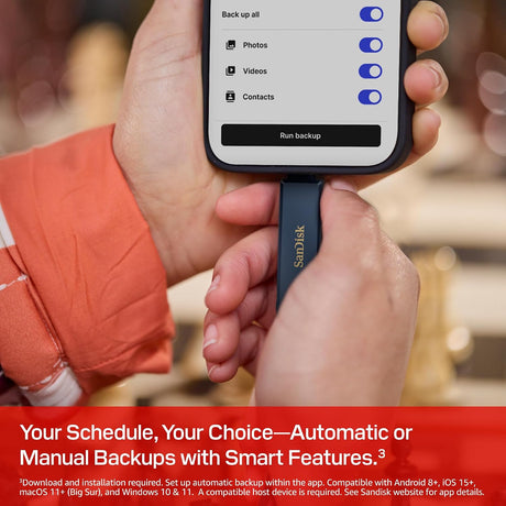 SanDisk 256GB Phone Drive USB-C + Lightning Flash Drive for iPhone, Black