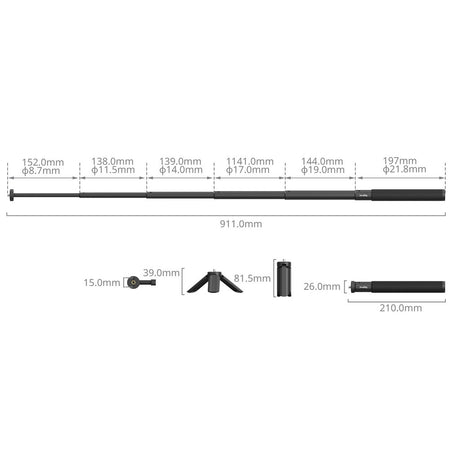 SmallRig 5403 Selfie Stick for Action Cameras and Phones