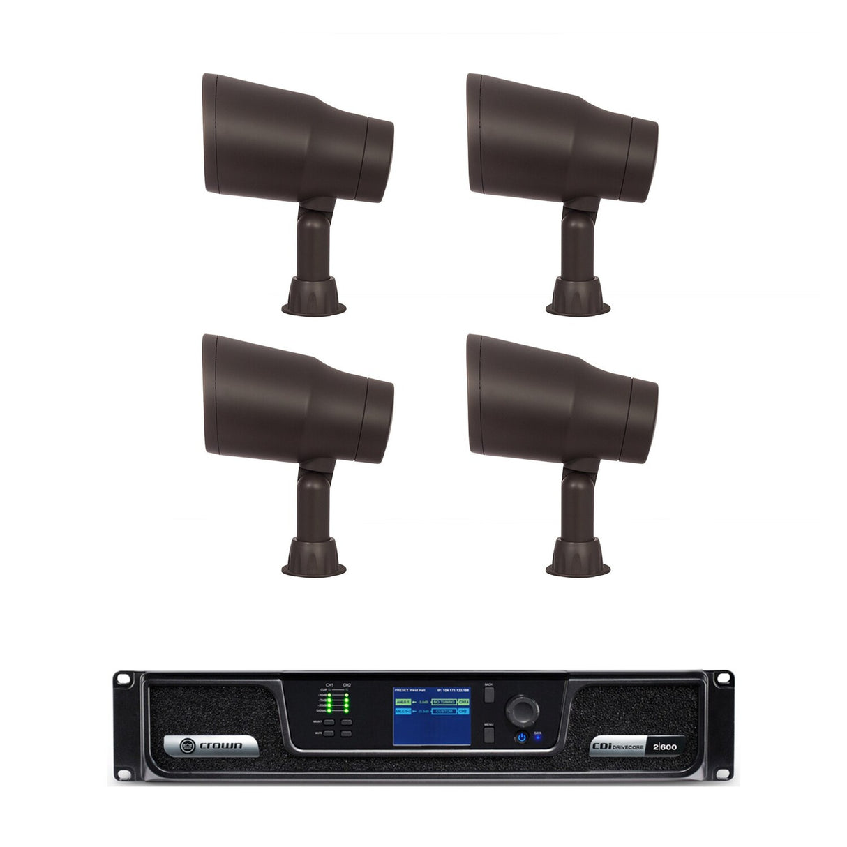 SpeakerCraft SC-OG-4-KIT 4x 4" Landscape Speaker Kit with Crown CDi Amp