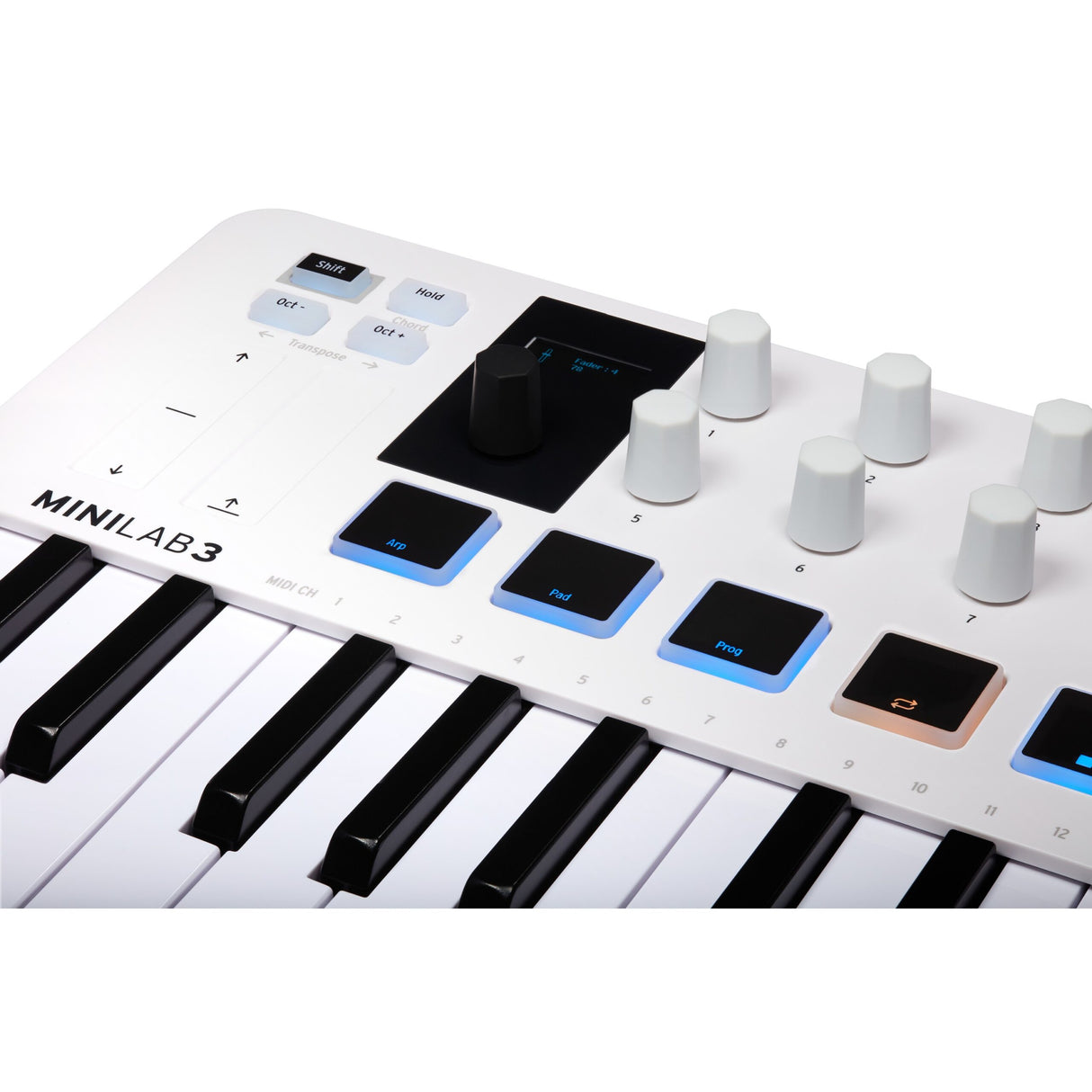 Arturia MiniLab 3 25-Note Compact MIDI Keyboard and Pad Controller, White