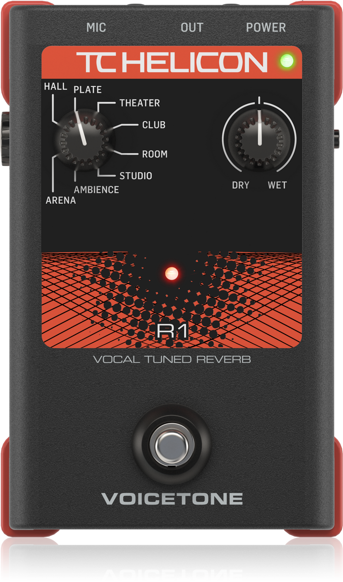 TC Helicon VoiceTone R1 Vocal Tuned Reverb Effects Pedal