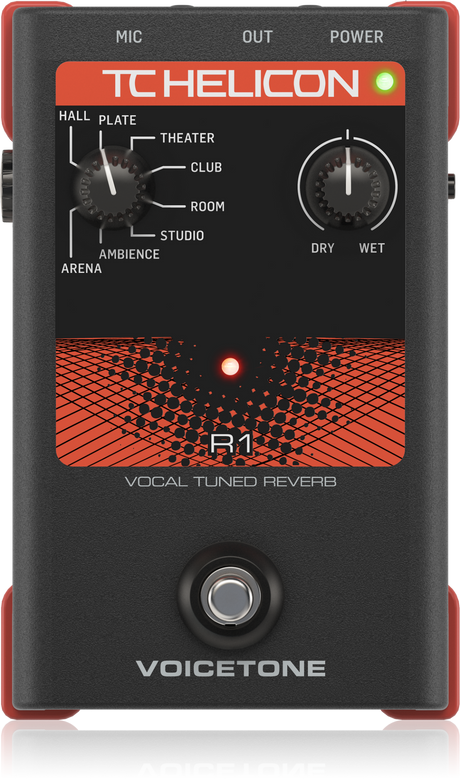 TC Helicon VoiceTone R1 Vocal Tuned Reverb Effects Pedal