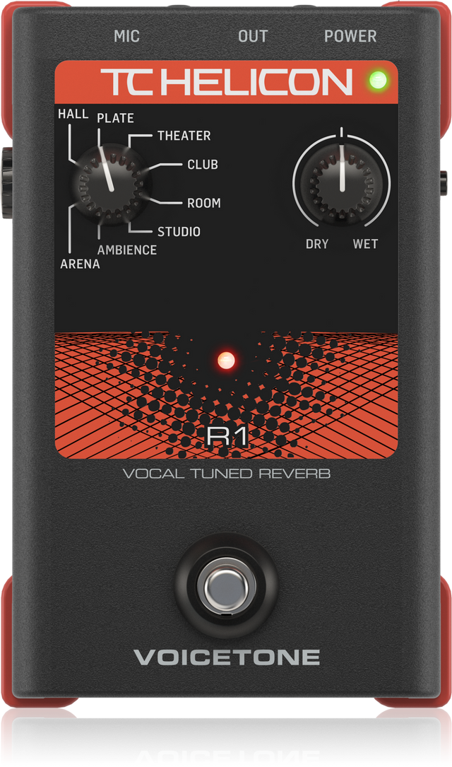 TC Helicon VoiceTone R1 Vocal Tuned Reverb Effects Pedal