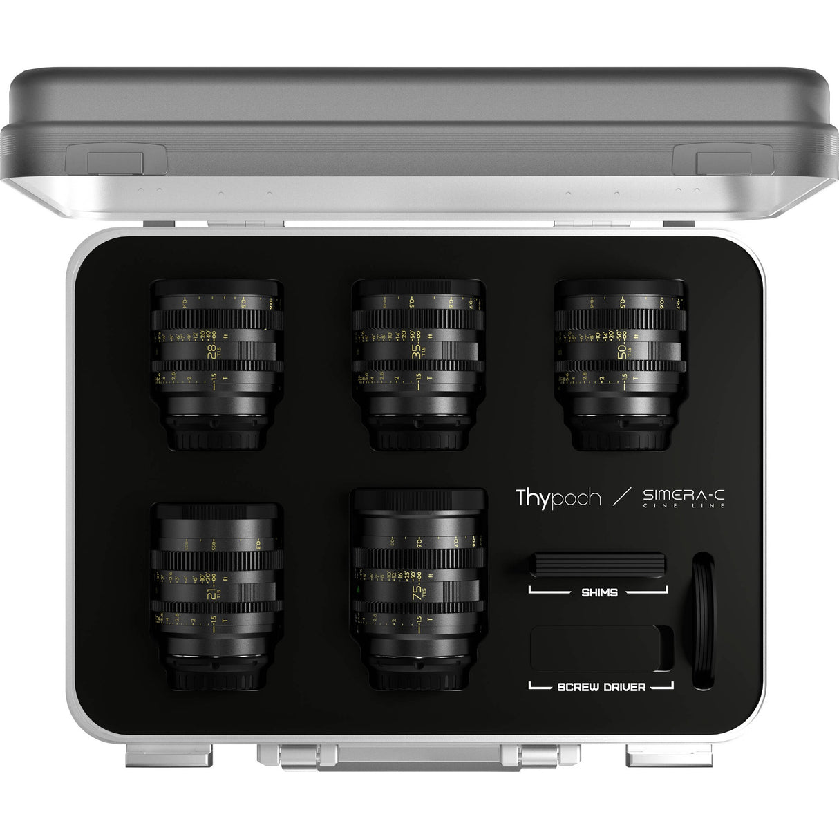 Thypoch Simera-C 5-Lens Cine Kit 21/28/35/50/75mm T1.5 Full-Frame Primes